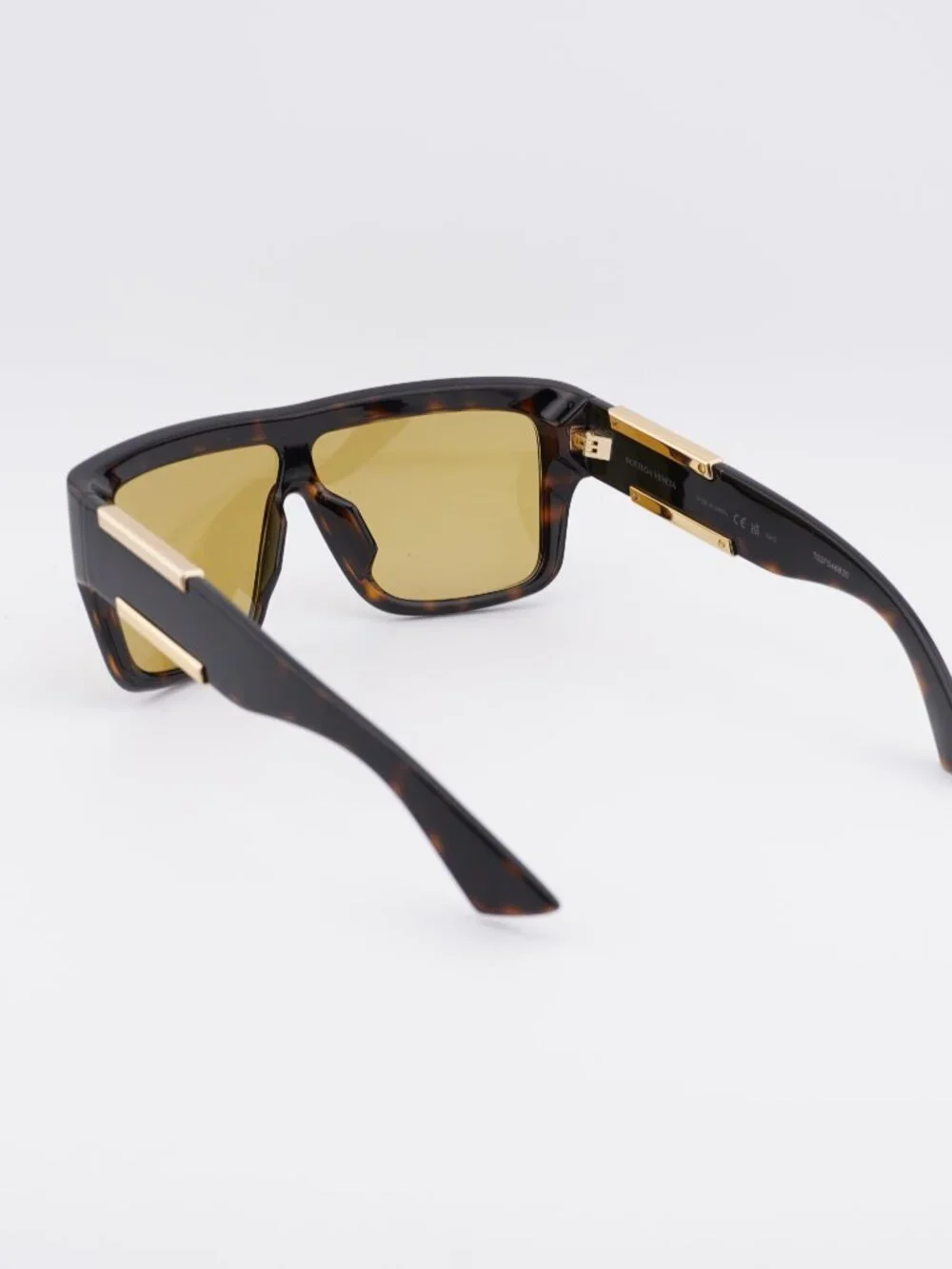 Bottega Venetta BV1451S 002 Shield Sunglasses - Dark Havana / Yellow